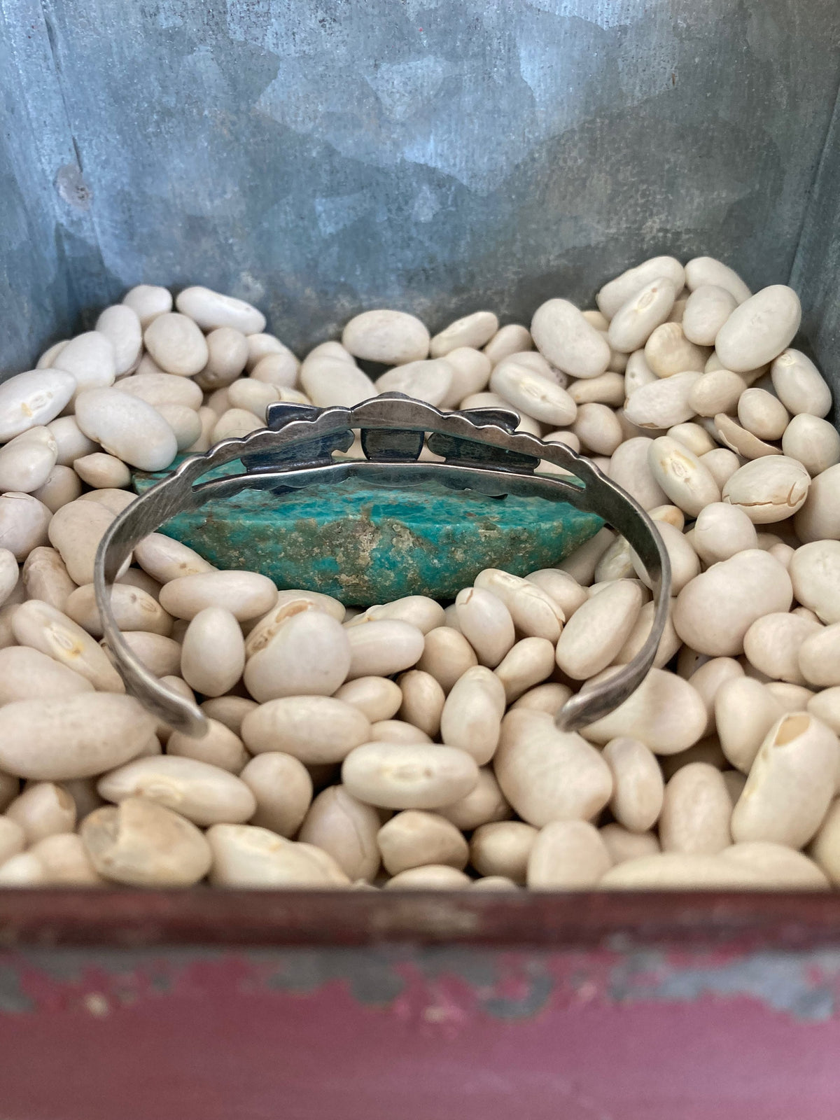Vintage Harvey Era Thunderbird Turquoise Sterling Silver Cuff