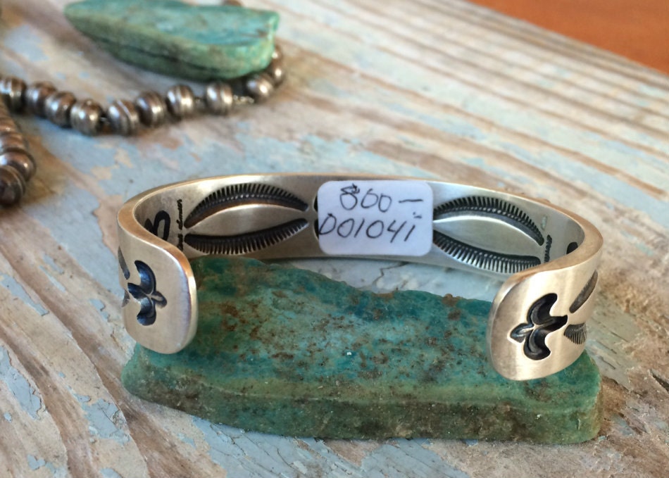 Signed Kirk Smith Sterling Silver Eight Stone Turquoise Row Cuff | Navajo Bracelet