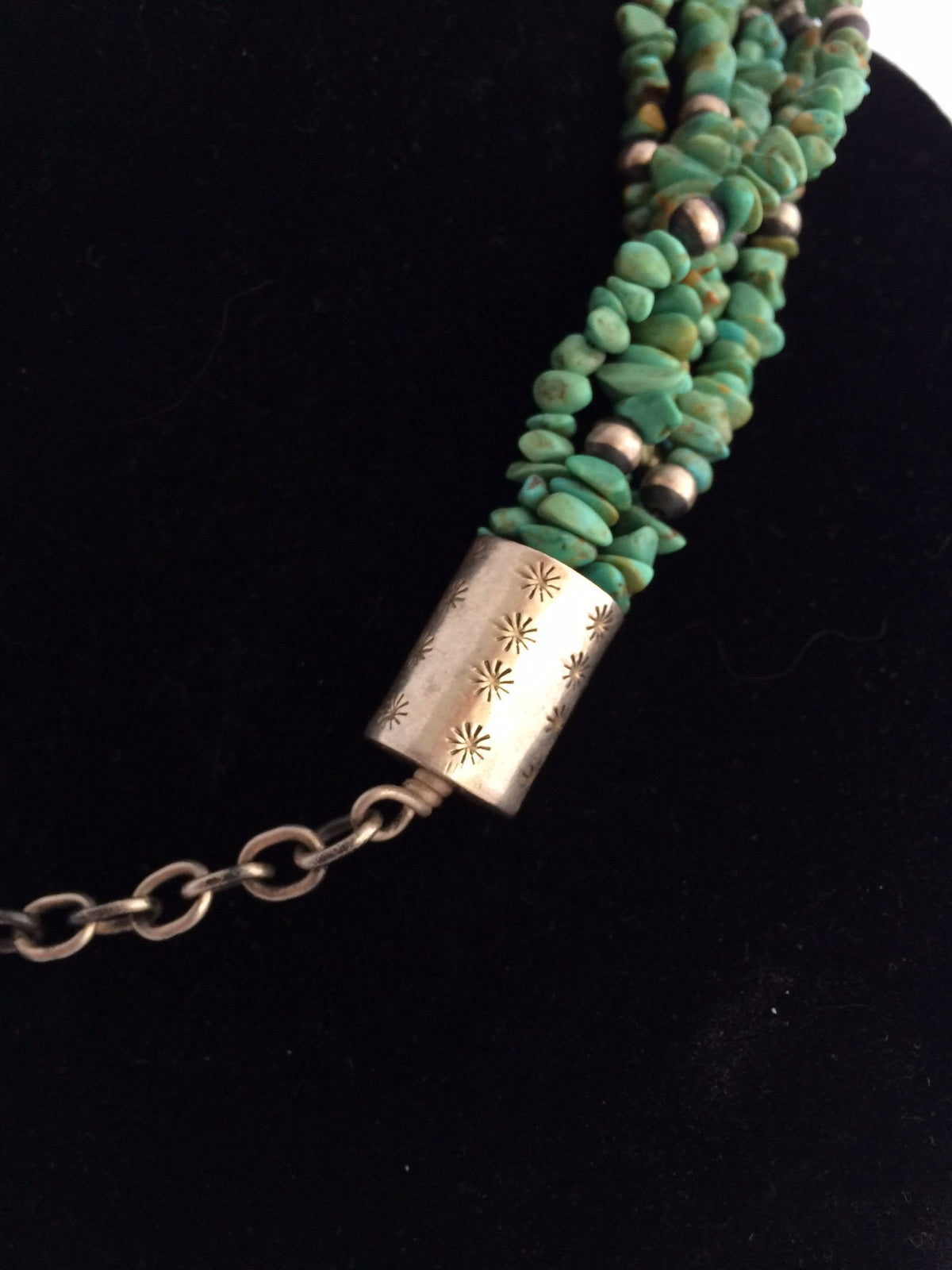 Five-Strand Turquoise Bead Necklace | Sterling Silver Clasp | Southwestern Jewelry