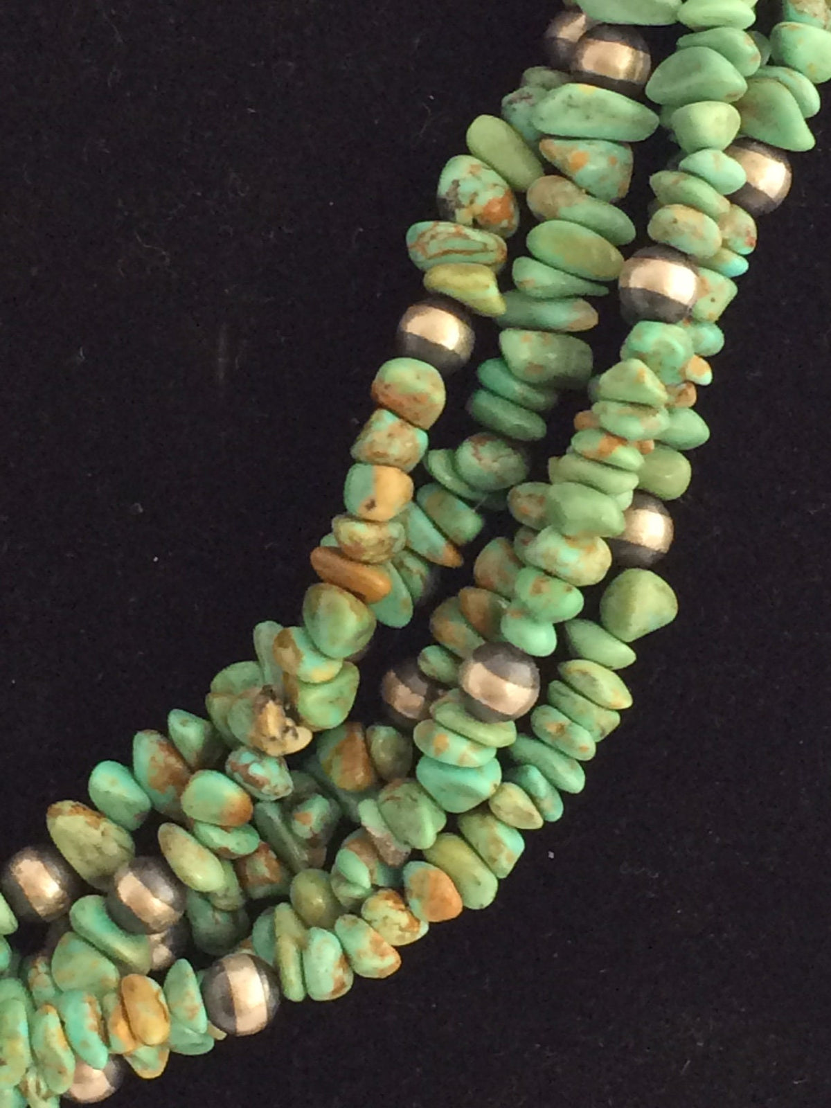 Five-Strand Turquoise Bead Necklace | Sterling Silver Clasp | Southwestern Jewelry