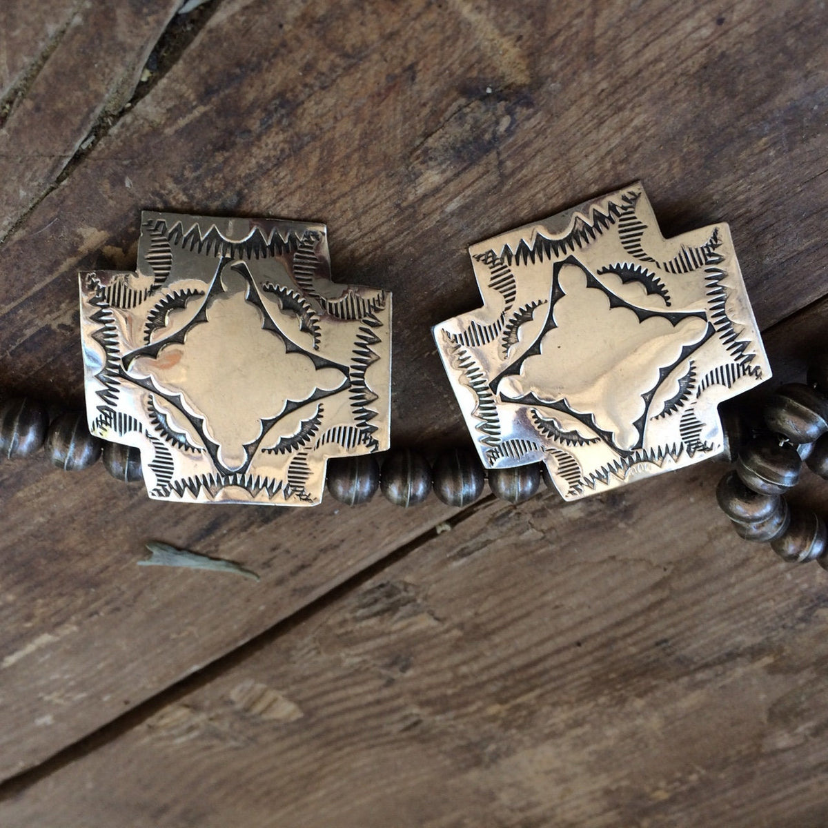 Vintage Mathews Navajo Sterling Silver Cross Earrings 1 3/8"