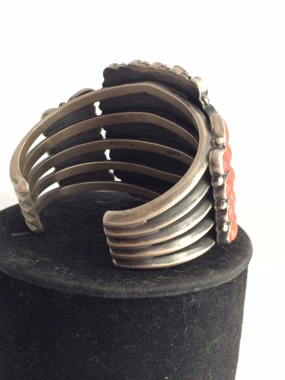 Signed Kirk Smith Navajo Sterling Silver Cuff | Natural Turquoise & Mediterranean Coral | Museum Quality