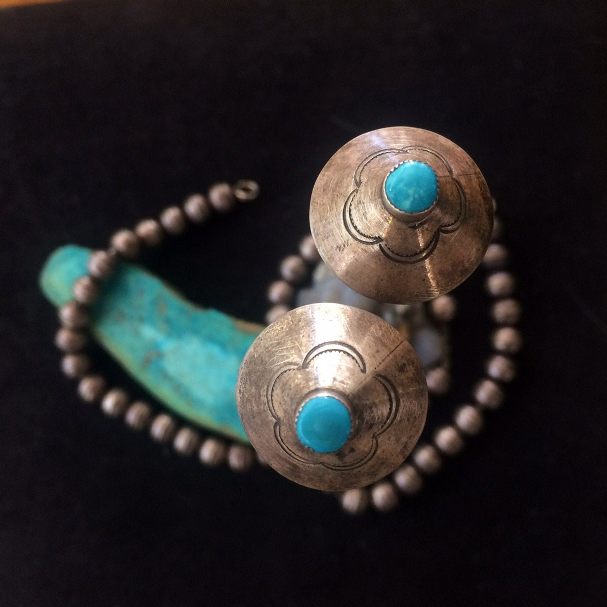 Old Pawn Navajo Sterling Silver Turquoise Hair Pins | Vintage Native American Handmade Hair Accessories | JB Tanner Collection