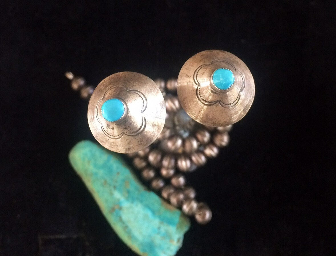 Old Pawn Navajo Sterling Silver Turquoise Hair Pins | Vintage Native American Handmade Hair Accessories | JB Tanner Collection