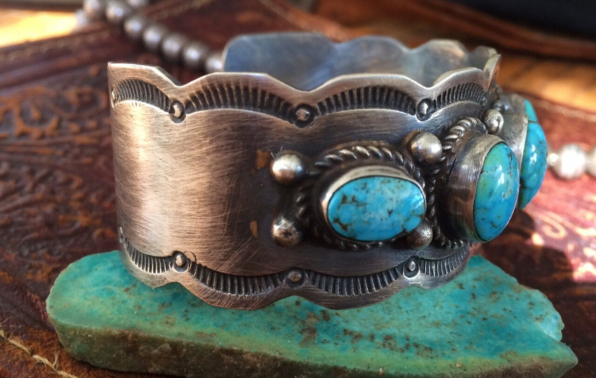 Pearlene Spencer Navajo Turquoise Cuff, Sterling Silver Native American Bracelet