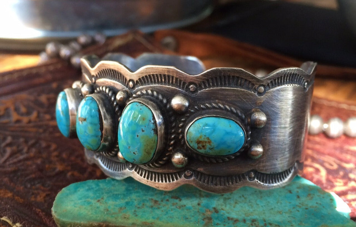 Pearlene Spencer Navajo Turquoise Cuff, Sterling Silver Native American Bracelet