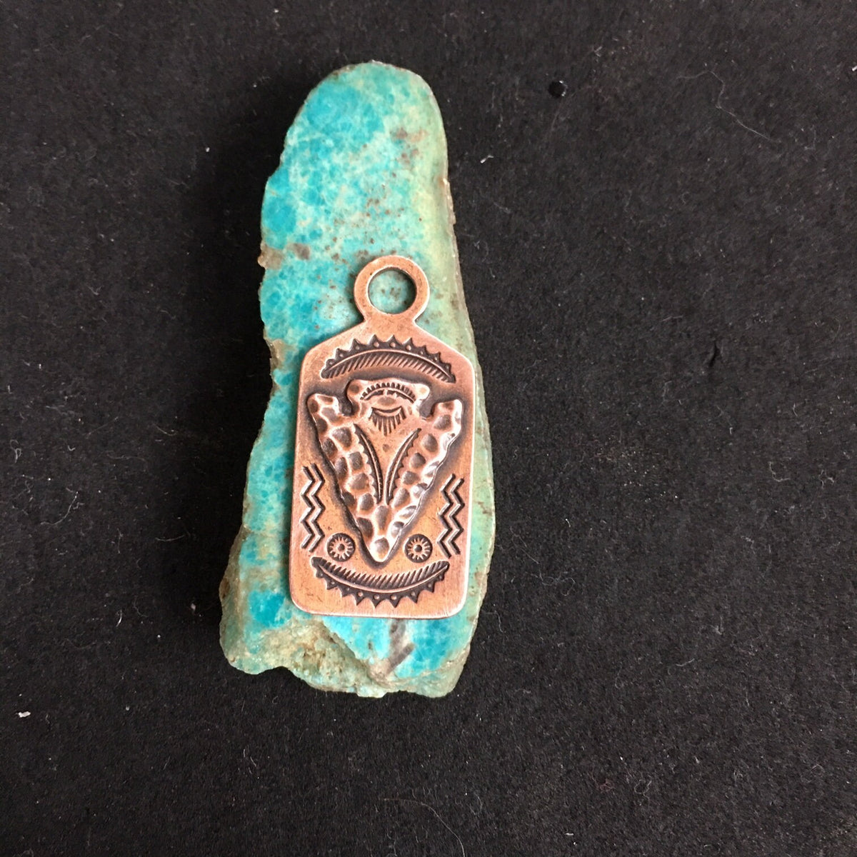 Vintage Bell Trading Post Copper Charm Pendant | Southwestern Pictograph FOB | Collectible Jewelry