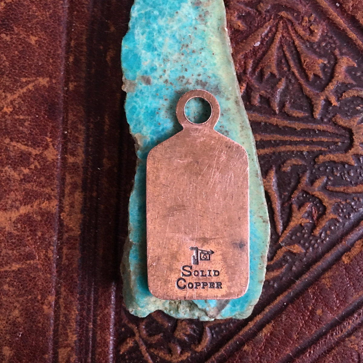 Vintage Bell Trading Post Copper Charm Pendant | Southwestern Pictograph FOB | Collectible Jewelry