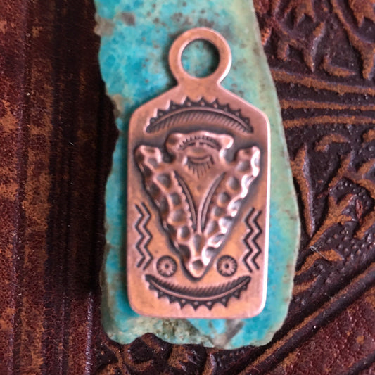 Vintage Bell Trading Post Copper Charm Pendant | Southwestern Pictograph FOB | Collectible Jewelry