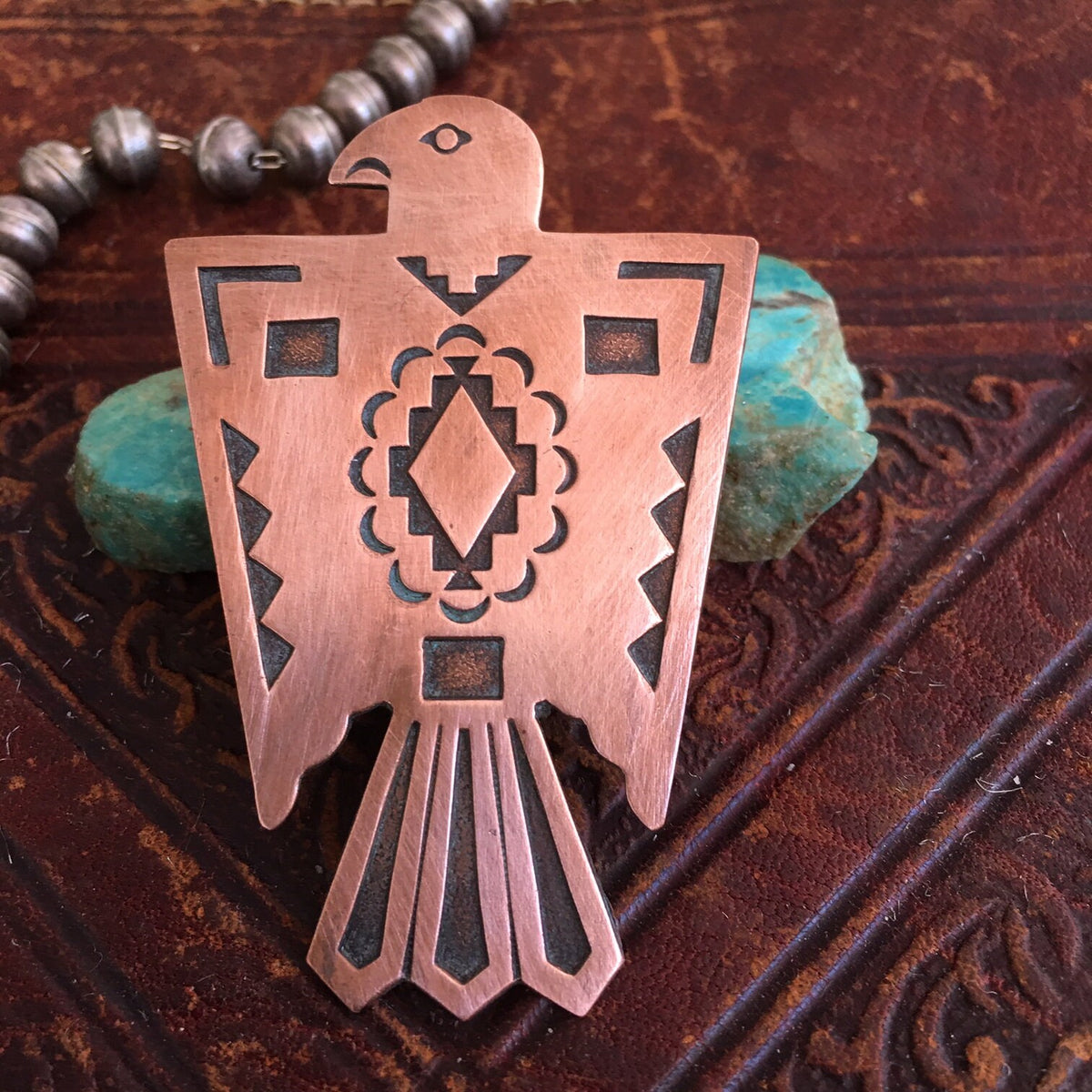 Vintage Bell Trading Post Copper Thunderbird Pin, Fred Harvey Era