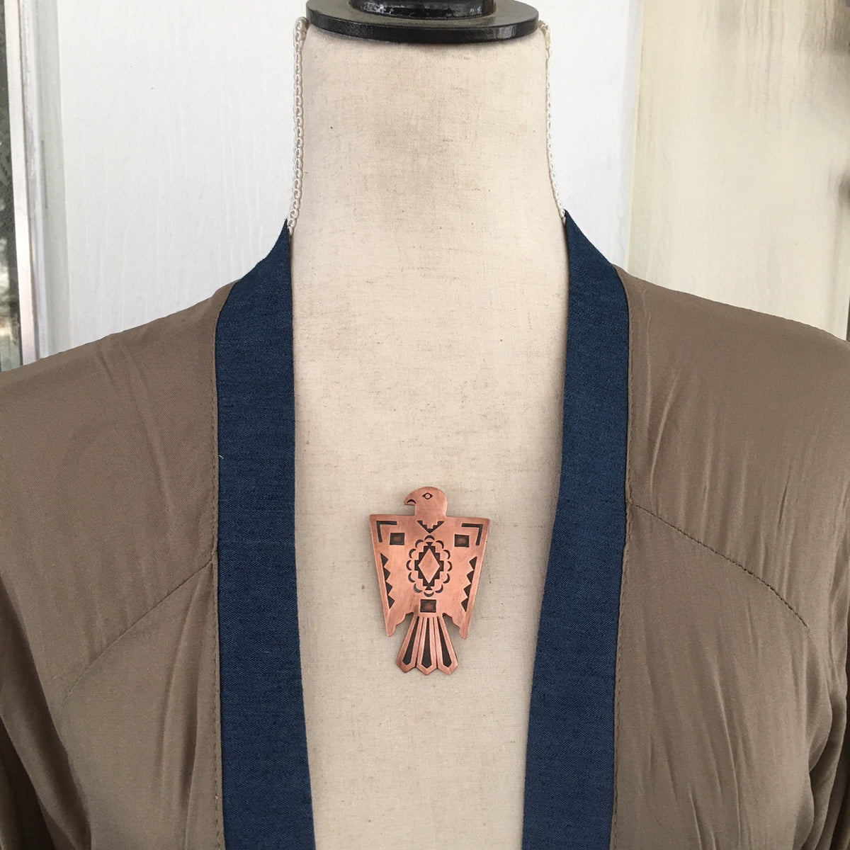 Vintage Bell Trading Post Copper Thunderbird Pin, Fred Harvey Era
