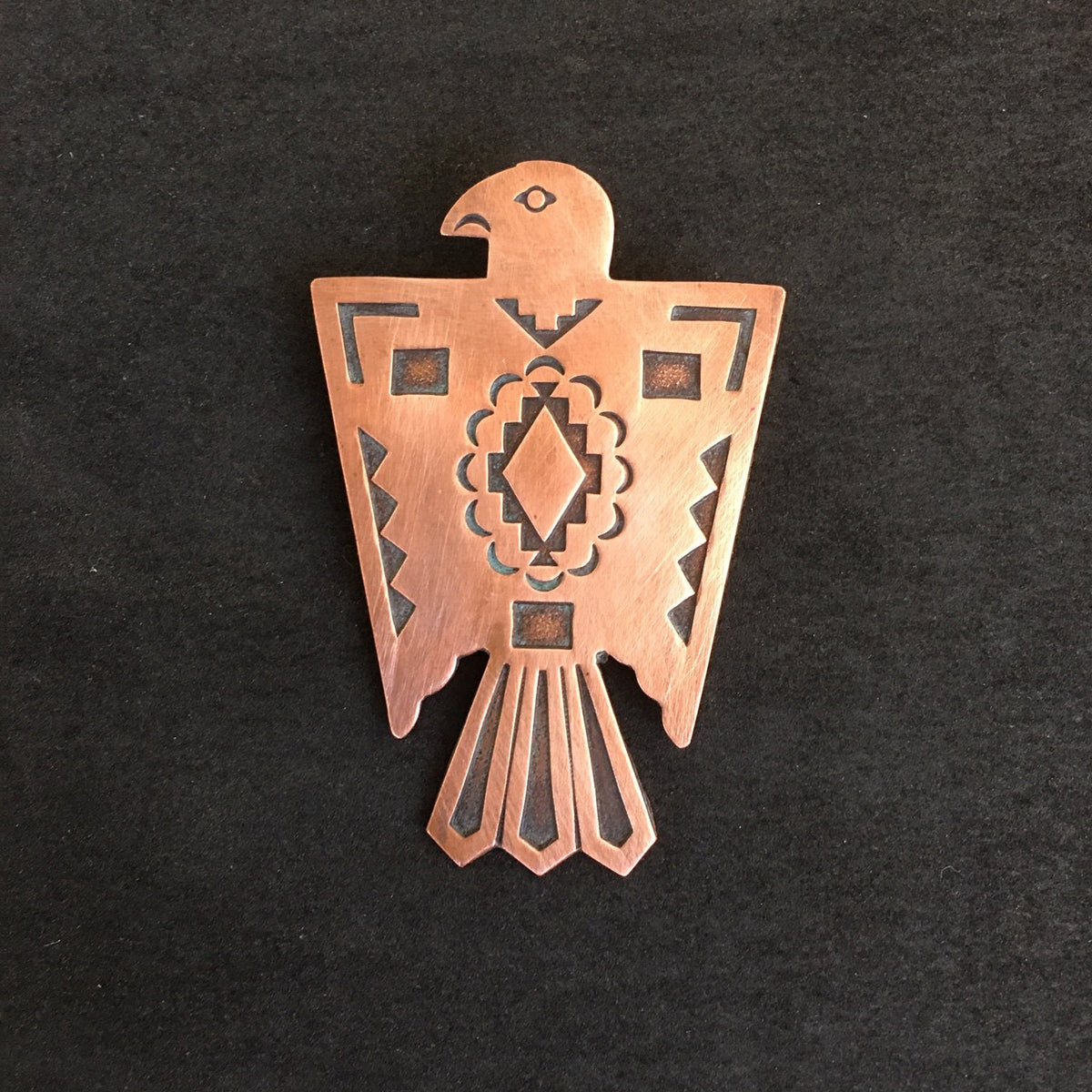 Vintage Bell Trading Post Copper Thunderbird Pin, Fred Harvey Era