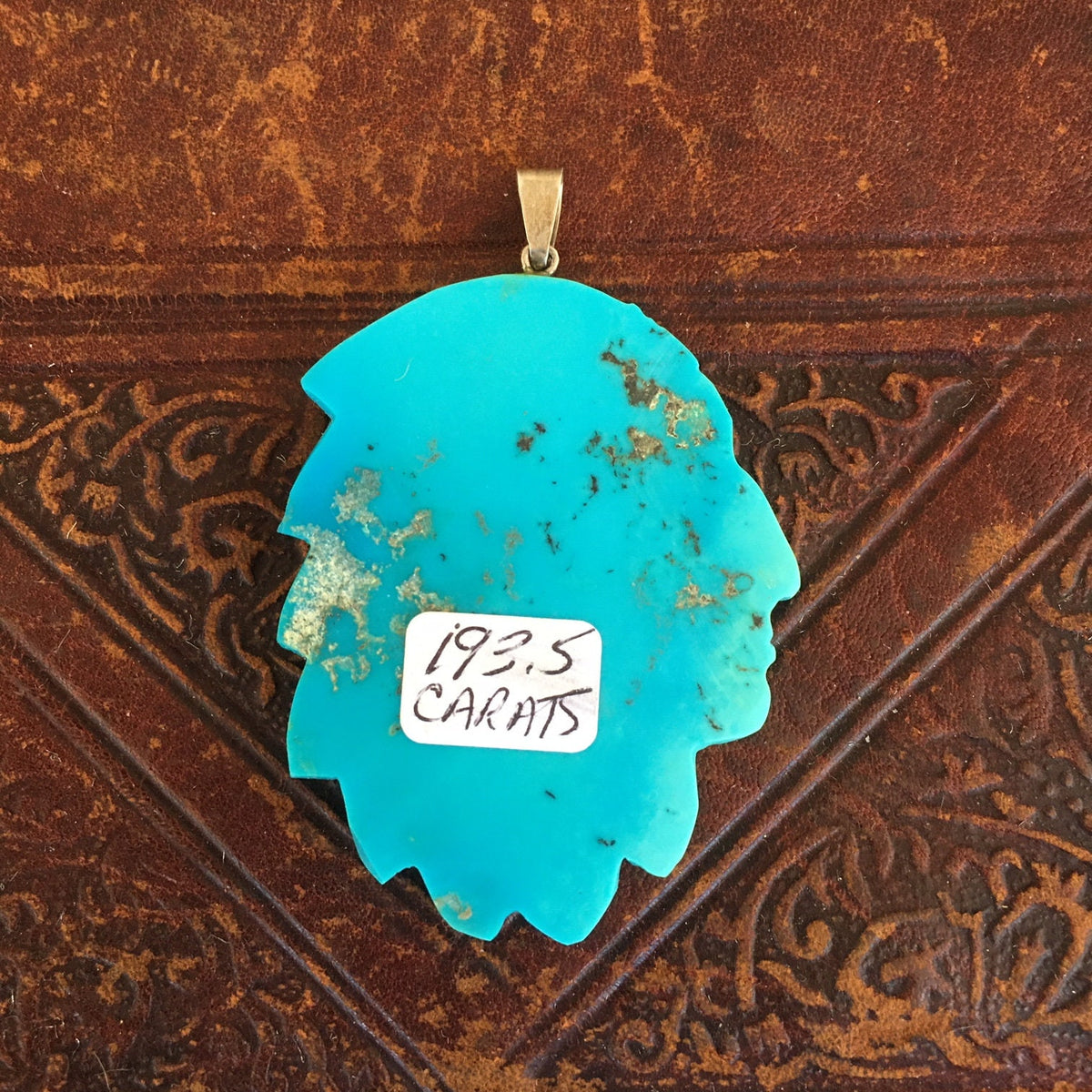 Vintage Navajo Carved Turquoise Chief Pendant