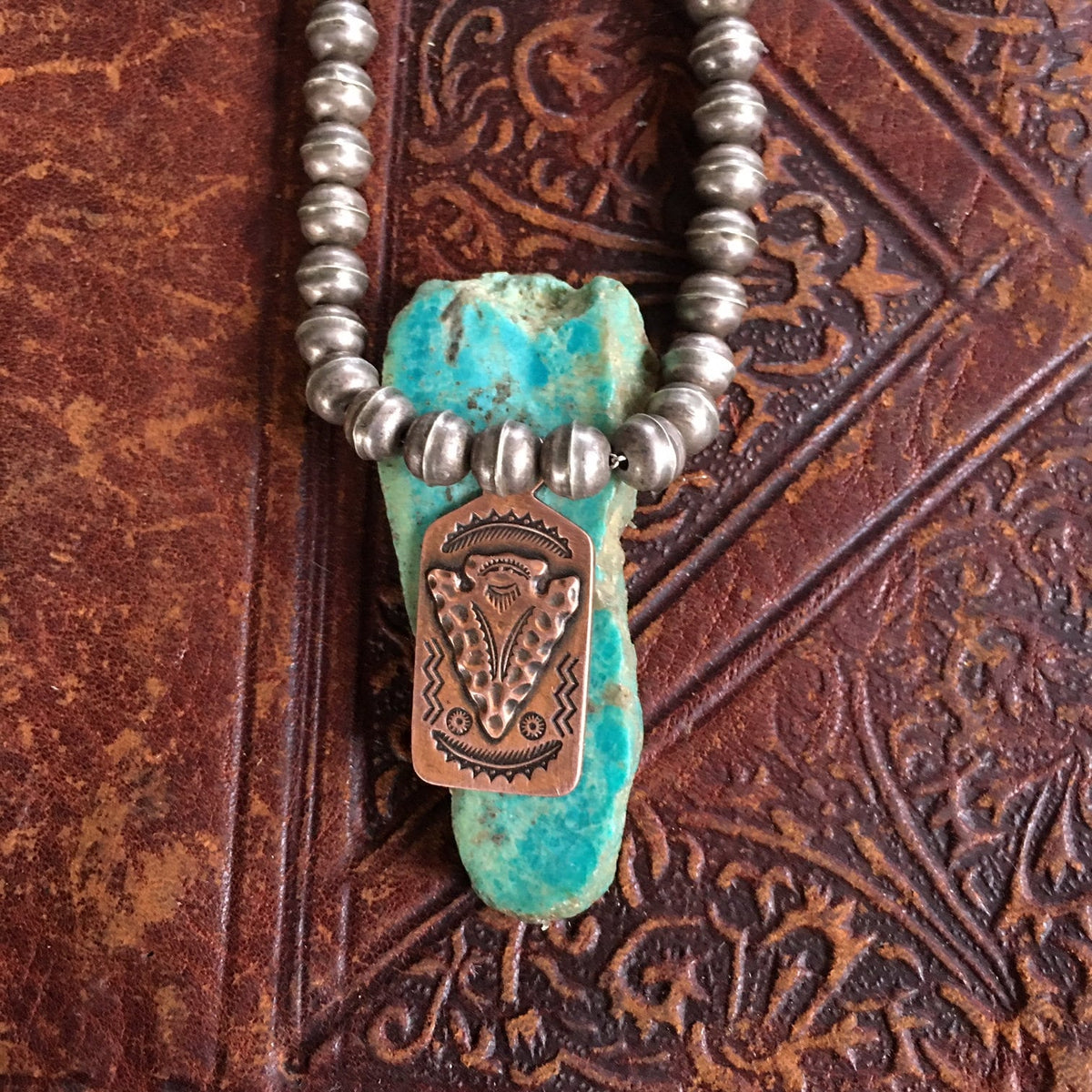 Vintage Bell Trading Post Copper Charm Pendant | Southwestern Pictograph FOB | Collectible Jewelry