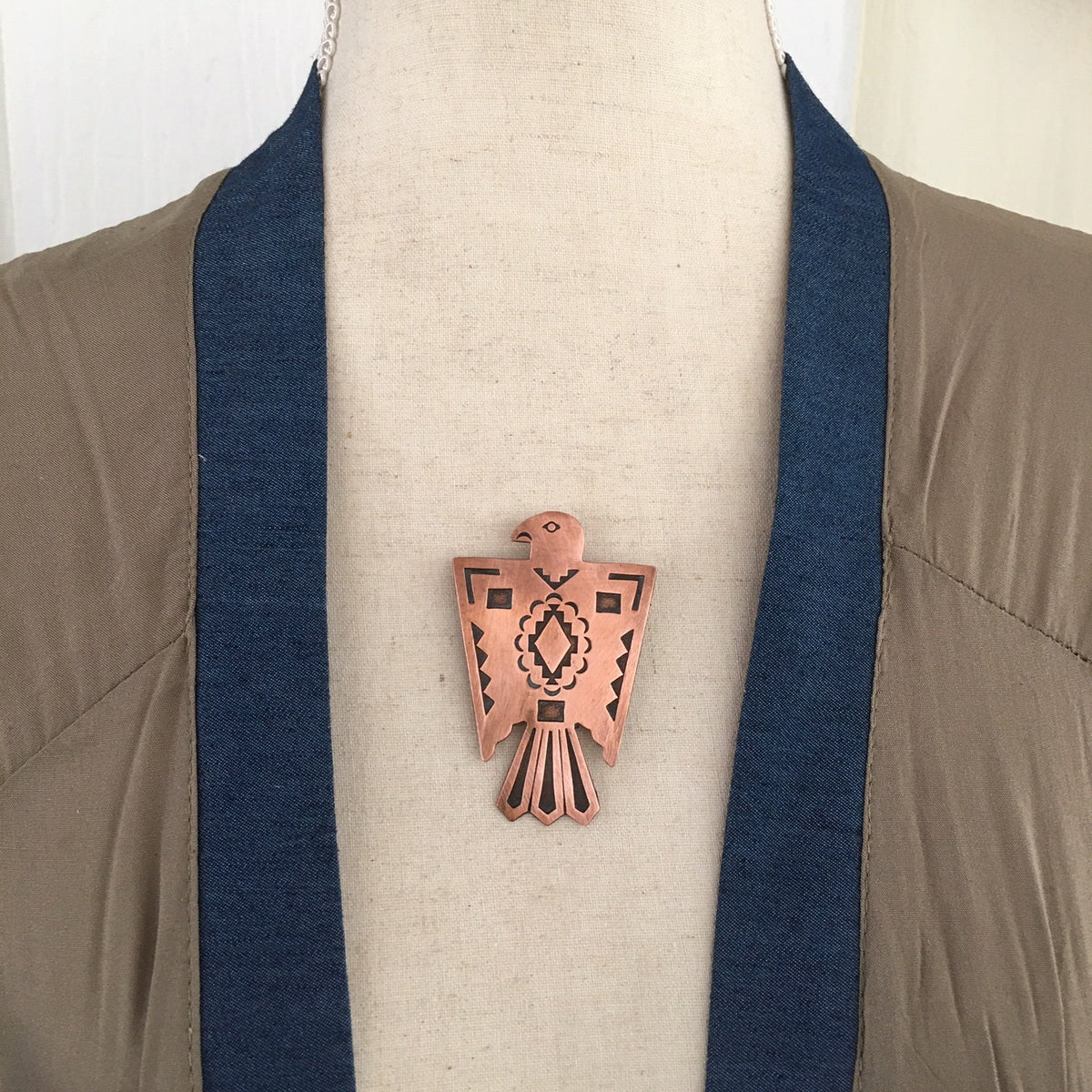 Vintage Bell Trading Post Copper Thunderbird Pin, Fred Harvey Era