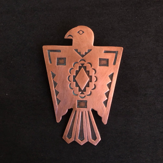 Vintage Bell Trading Post Copper Thunderbird Pin, Fred Harvey Era