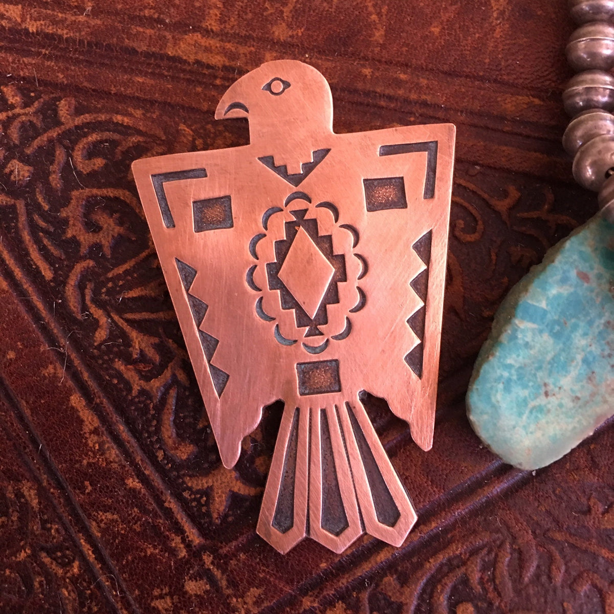 Vintage Bell Trading Post Copper Thunderbird Pin, Fred Harvey Era