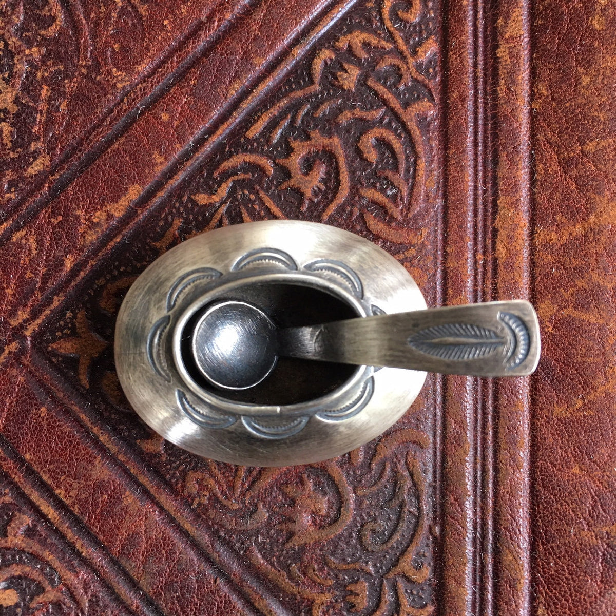 Vintage Navajo Sterling Silver Salt Cellar & Spoon, Hand Stamped