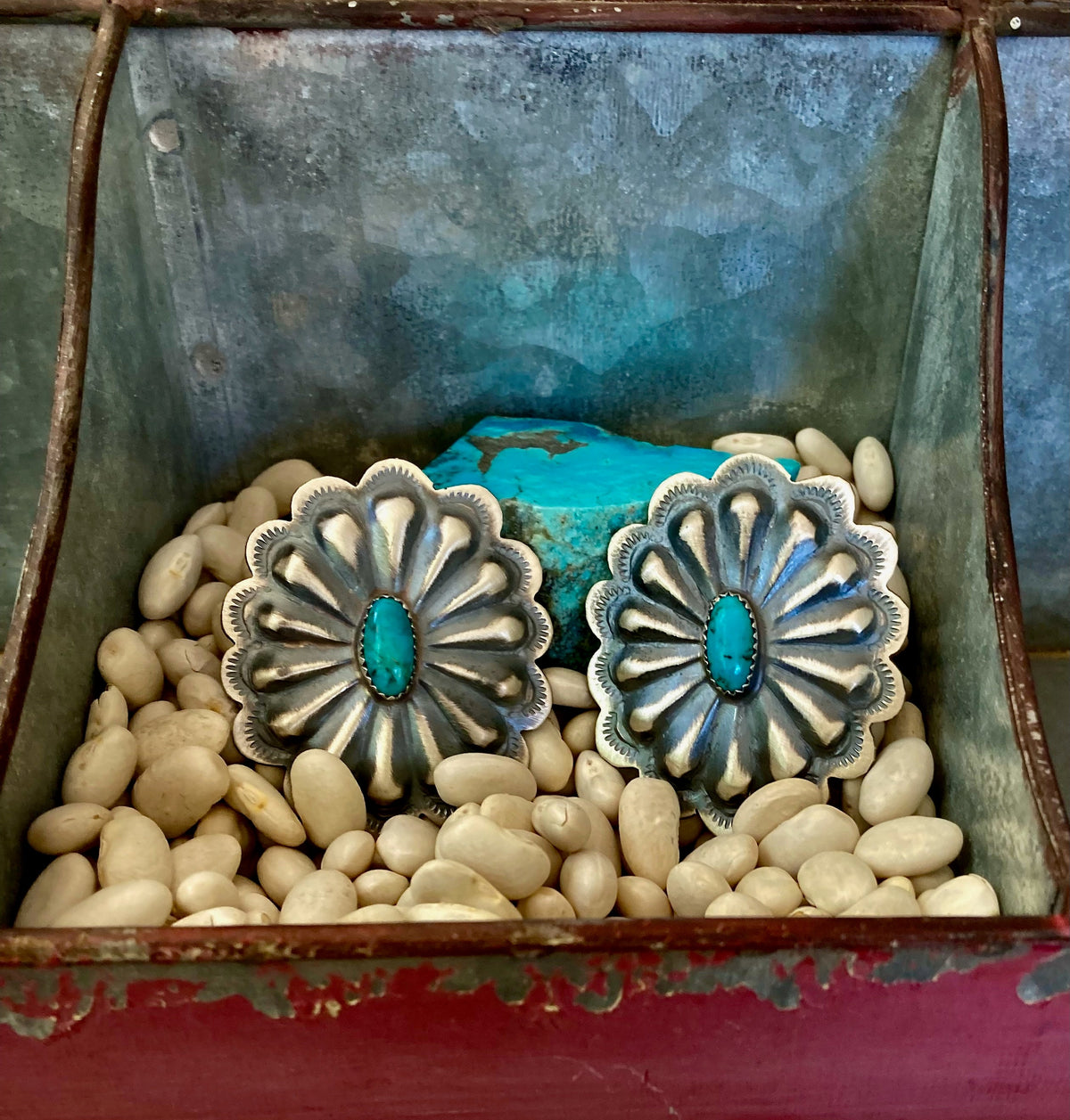 Turquoise Concho Earrings