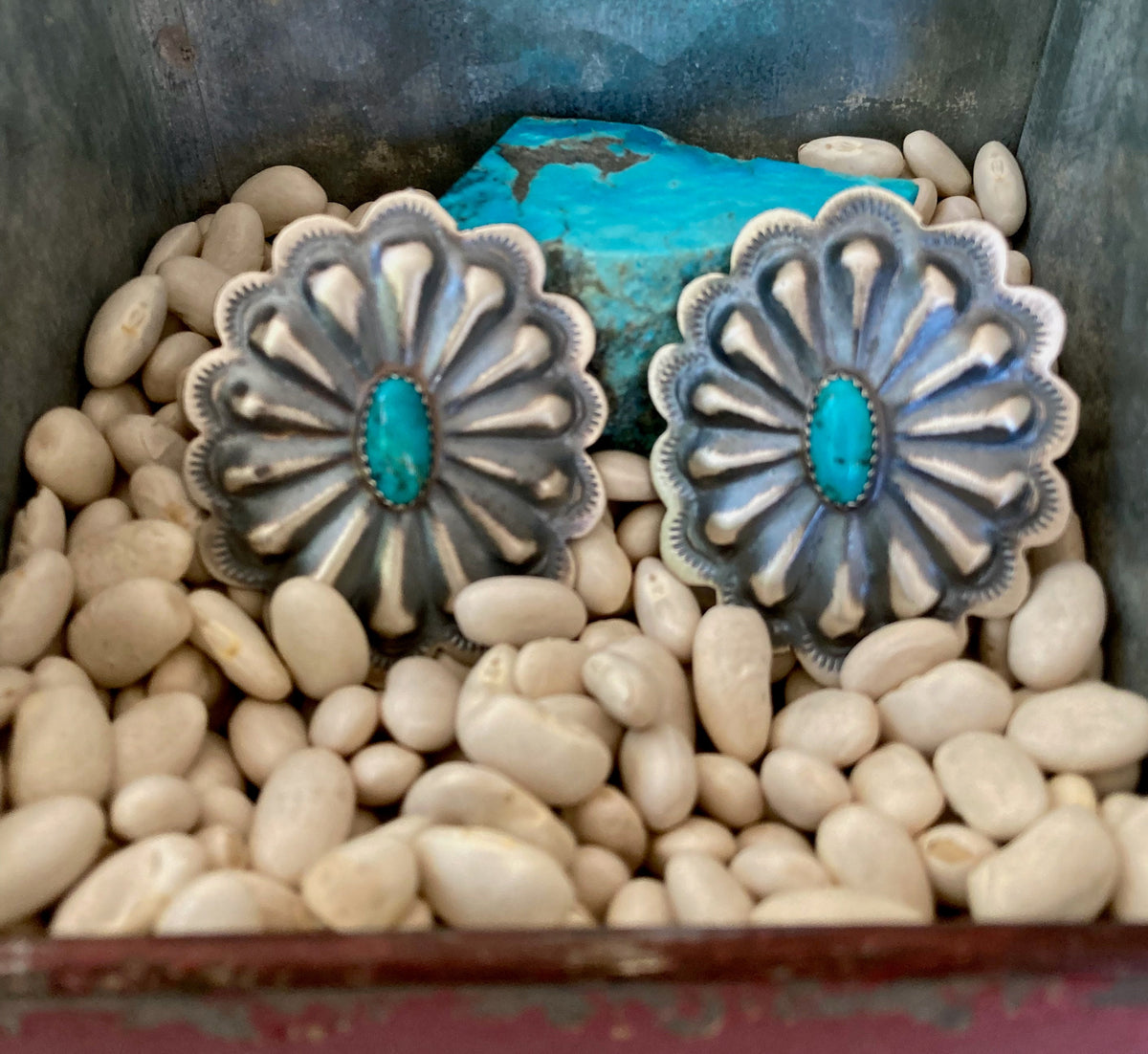 Turquoise Concho Earrings