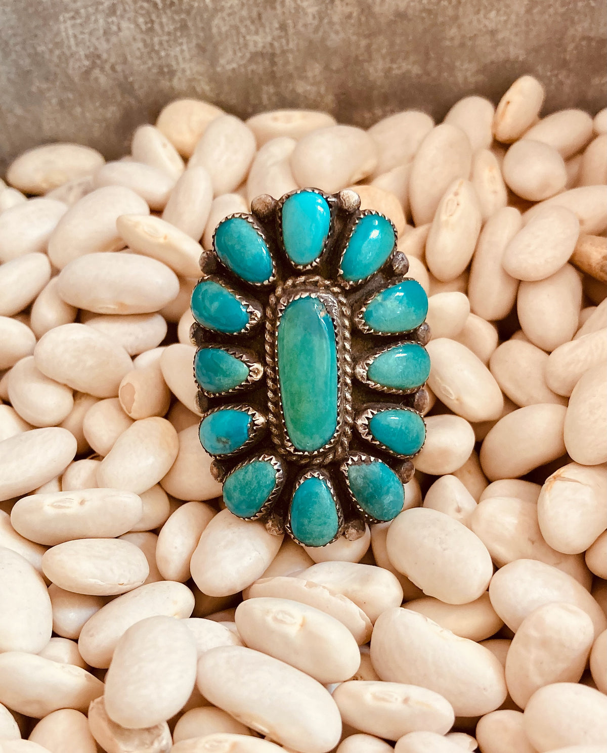 Vintage Zuni Petit Point Turquoise Ring, Jane Paselente, Size 6