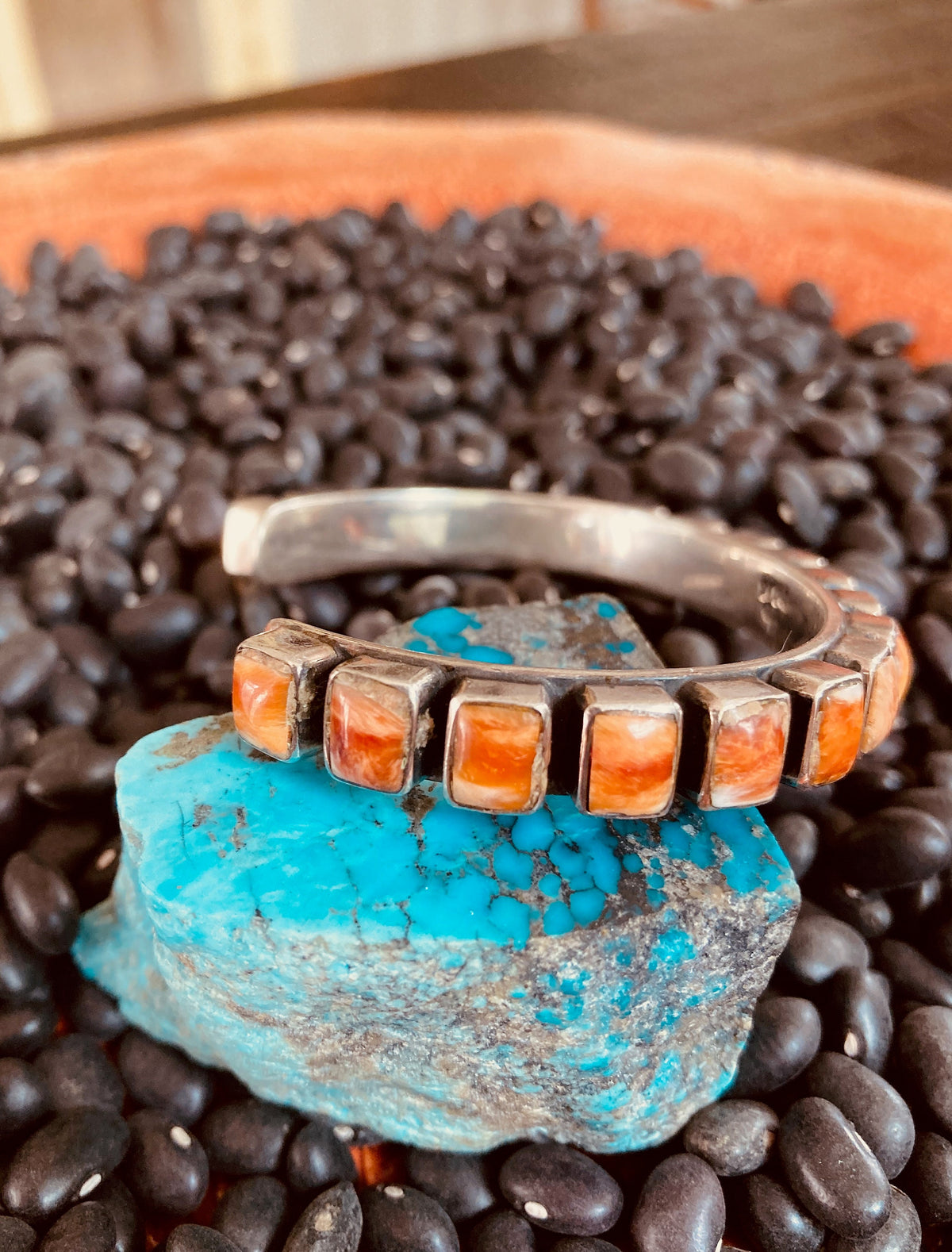 Federico Jimenez Sterling Silver Orange Spiny Oyster Cuff | Bracelet