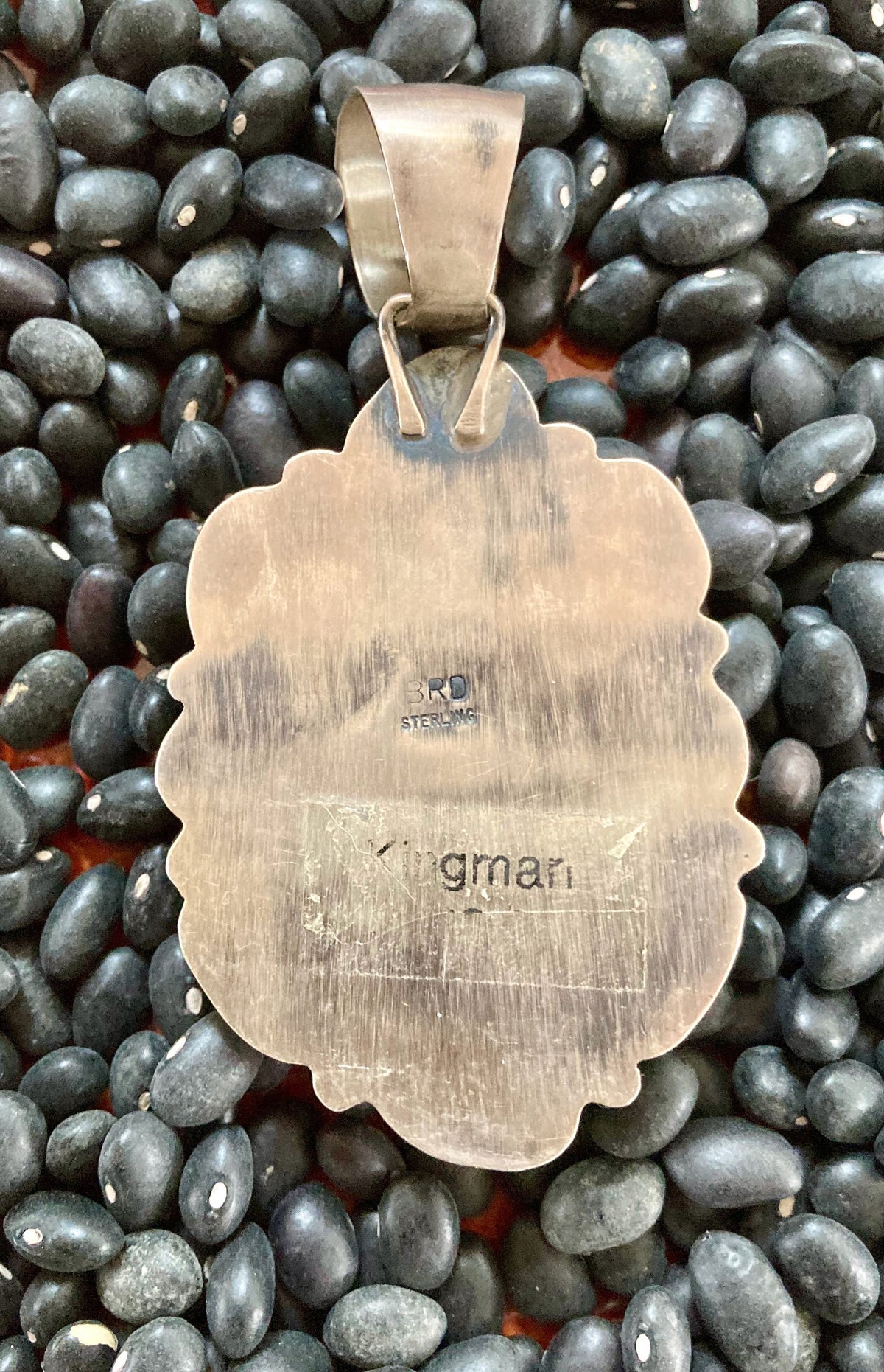 Raymond Beard Navajo Kingman Turquoise Cluster Pendant | Sterling Silver | Vintage Native American Jewelry