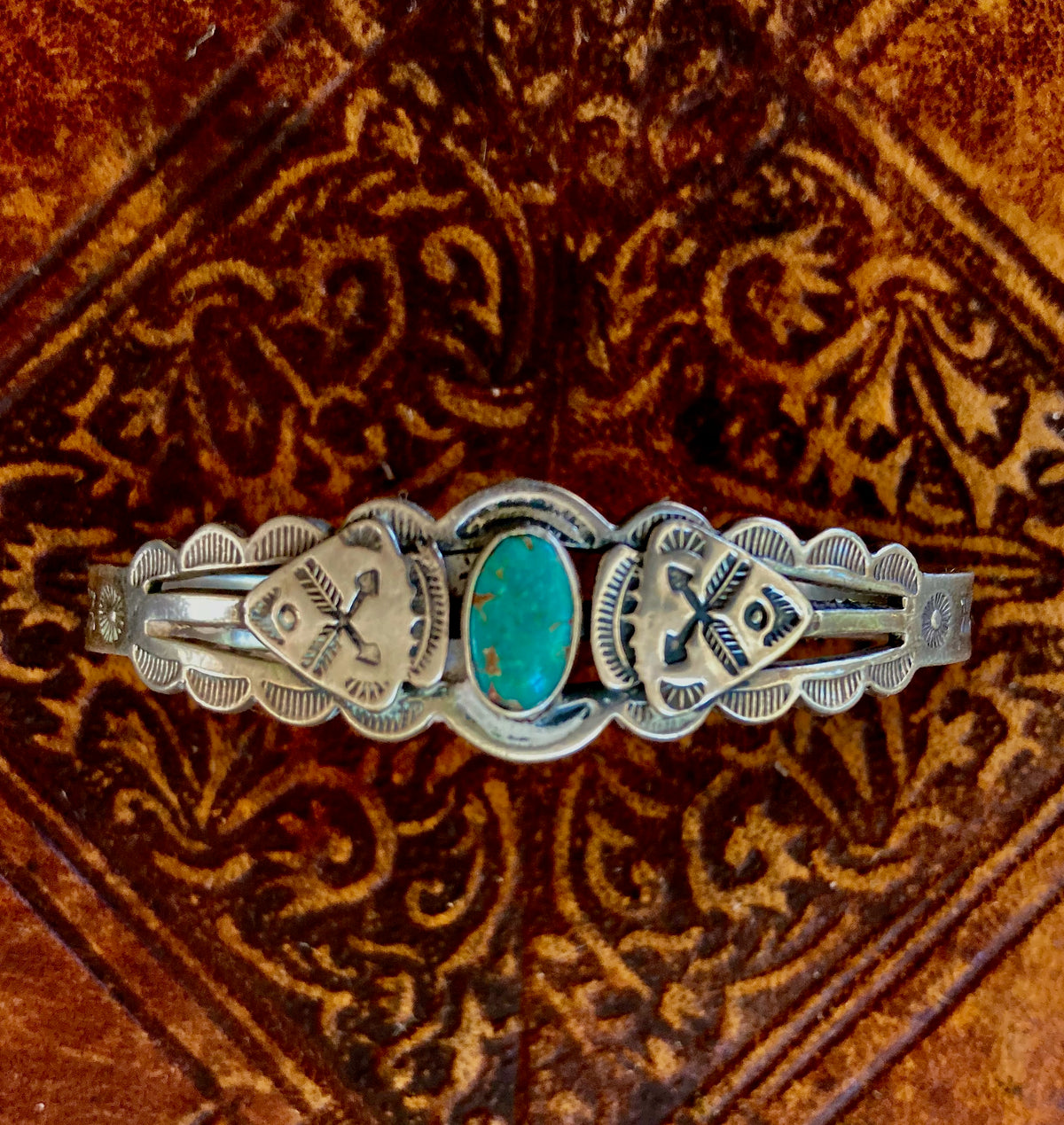 Vintage Southwestern Sterling Silver Turquoise Cuff Bracelet | Native American Jewelry