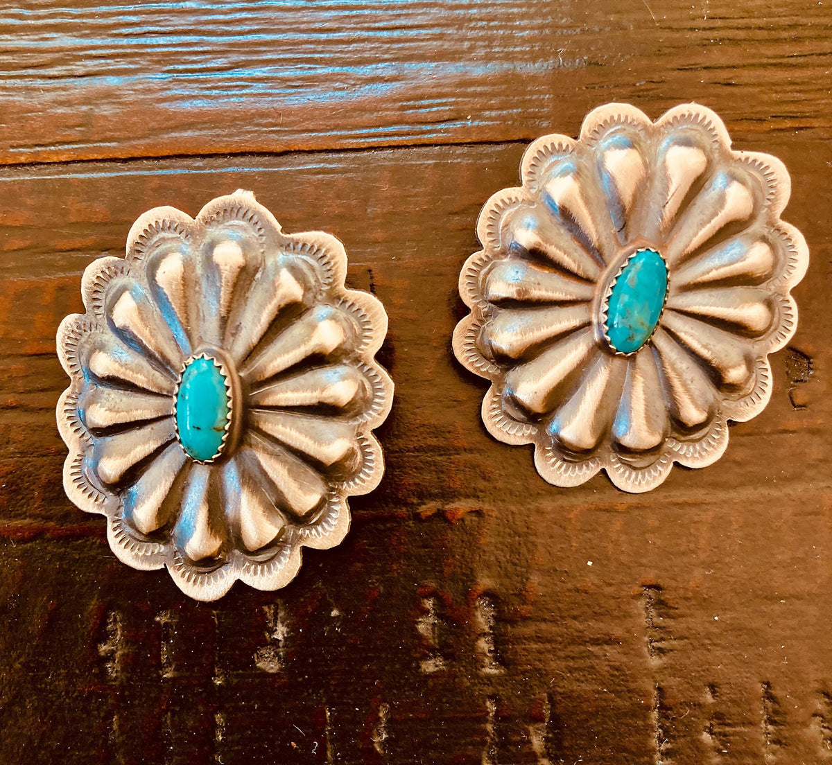 Turquoise Concho Earrings