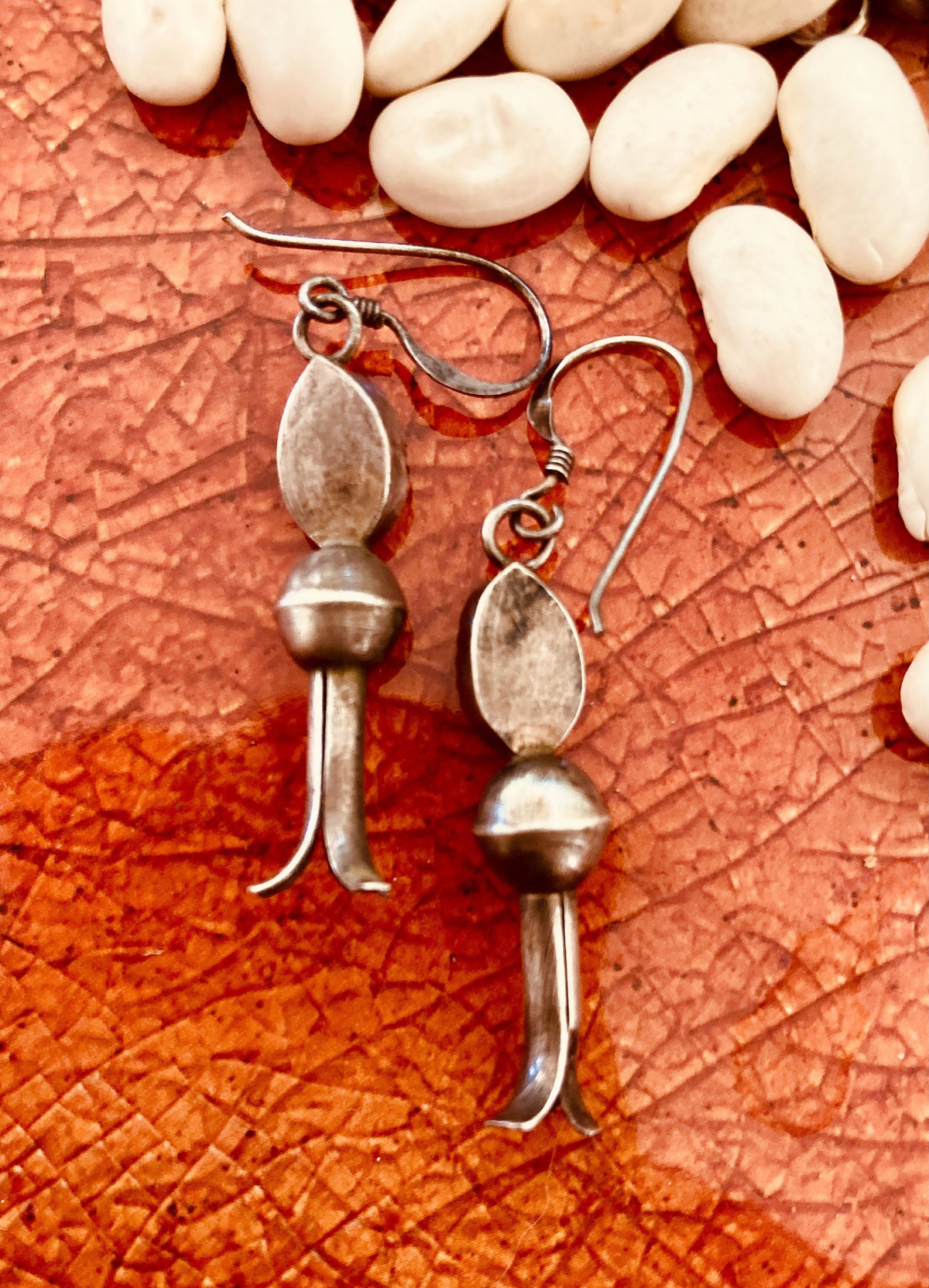 Vintage Sterling Silver Turquoise Squash Blossom Earrings | Native American Jewelry