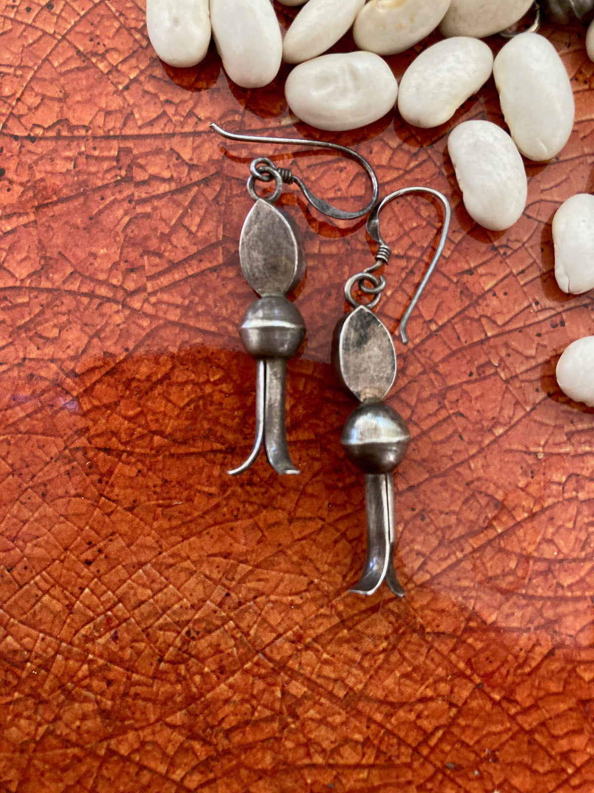 Vintage Sterling Silver Turquoise Squash Blossom Earrings | Native American Jewelry