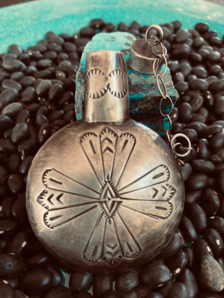 Vintage Navajo Sterling Silver Tobacco Canteen | Miniature Flask | Native American Collectible