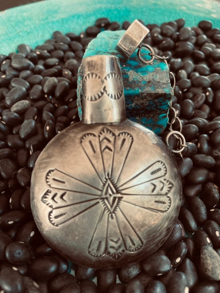 Vintage Navajo Sterling Silver Tobacco Canteen | Miniature Flask | Native American Collectible