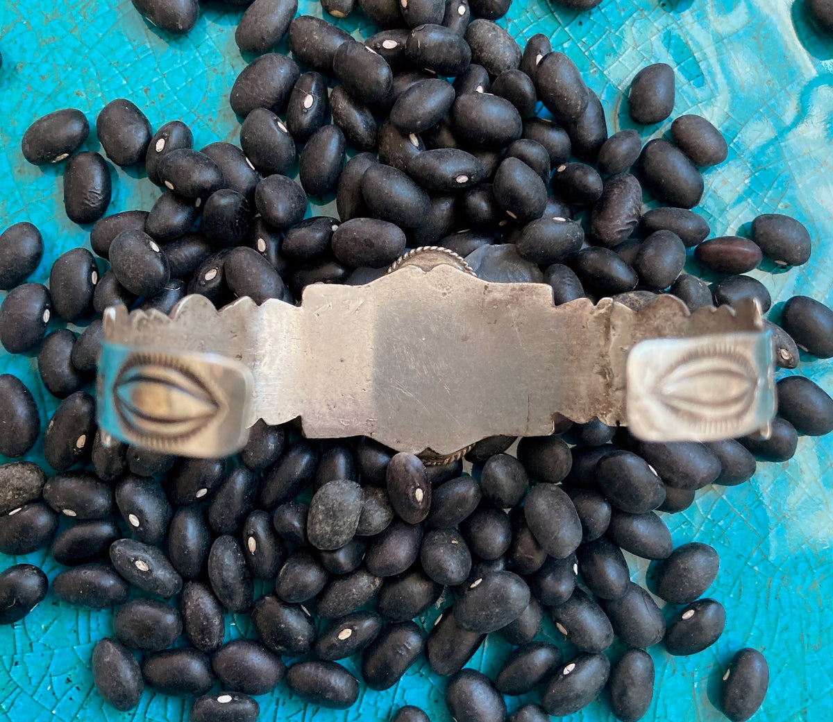 Early Navajo Sterling Silver Turquoise Cuff Bracelet | Vintage Native American Handmade Jewelry | Old Pawn Southwest Bracelet