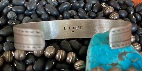 Signed LT Chee Navajo Sterling Silver 7 Stone Turquoise Cuff Bracelet | Vintage Native American Handmade Jewelry | Southwest Bracelet